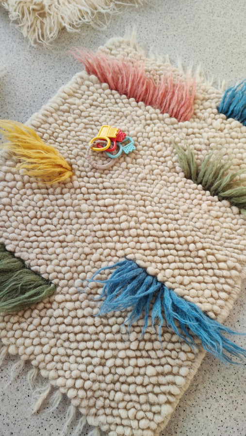 Textured colorful Wool Zhvanchyk Gulki Kids Rug in a cozy nursery
