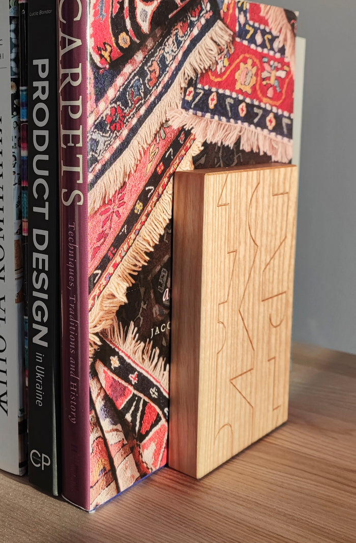 Wooden Bookends with geometric pattern
