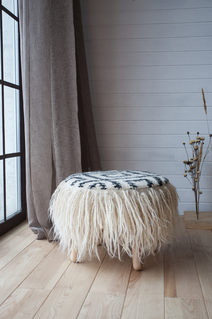 Handcrafted Mapico Pouf in a contemporary living room