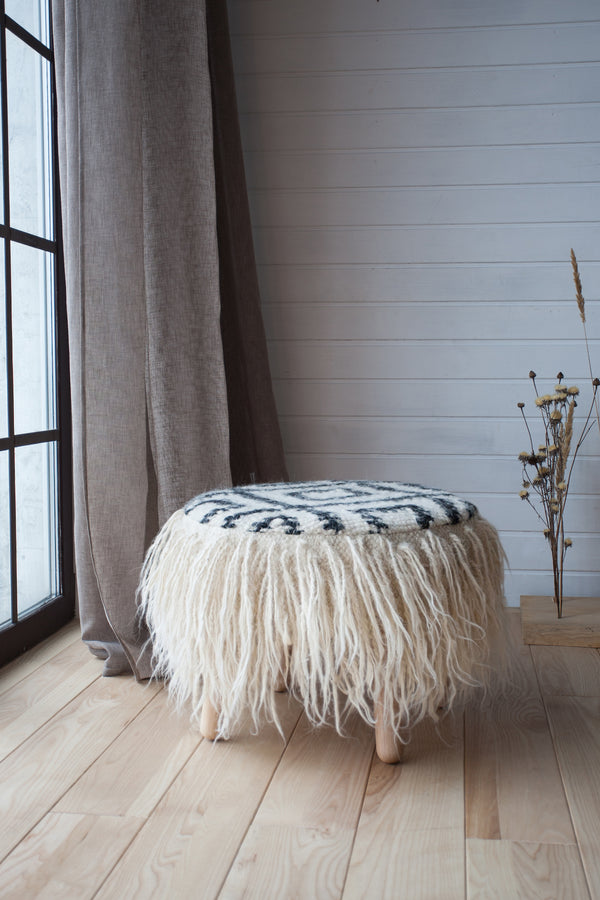 Handcrafted Mapico Pouf in a contemporary living room